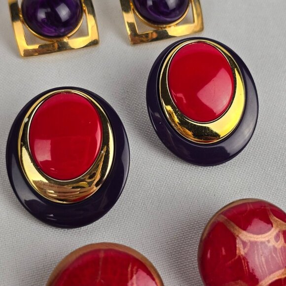 Vintage 90s Red & Orange Pierced Earrings - Picture 7 of 9